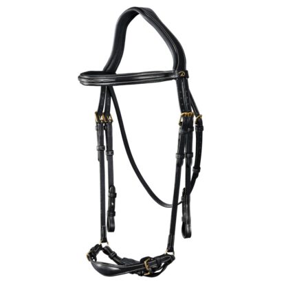 Dyon D Collection Trense mit verstellbarem Hannoverschem Reithalfter Braun – Bild 3