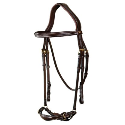 Dyon D Collection Trense mit verstellbarem Hannoverschem Reithalfter Braun – Bild 2